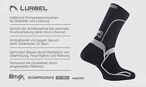 Lurbel Triumph Evo Corto Medias de compresión//unidad – Calcetines de compresión Calcetines, hombre & mujer, para deportes, vuelo y viaje, color Negro , tamaño 43-46