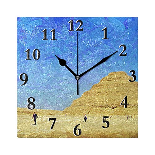 LZXO - Reloj de pared moderno con pirámides egipcias, diseño de pirámides del desierto, silencioso, funciona con pilas, cuadrado, diseño decorativo para interior/cocina