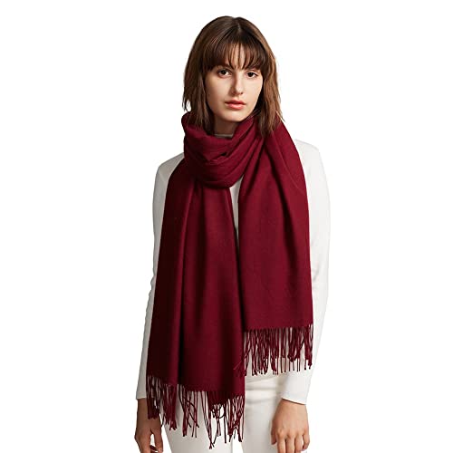 MaaMgic Bufanda de Invierno Para Mujer Chal Pashminas Foulard Grande Larga de 200 * 70CM Suave Mantón Grueso Multicolor para Mujeres,Burdeos