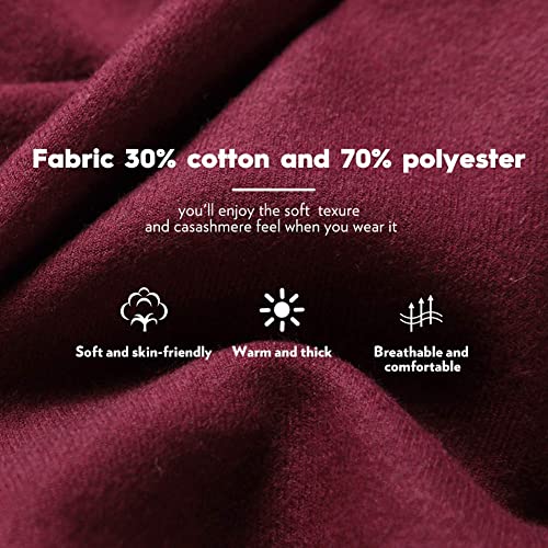 MaaMgic Bufanda de Invierno Para Mujer Chal Pashminas Foulard Grande Larga de 200 * 70CM Suave Mantón Grueso Multicolor para Mujeres,Burdeos