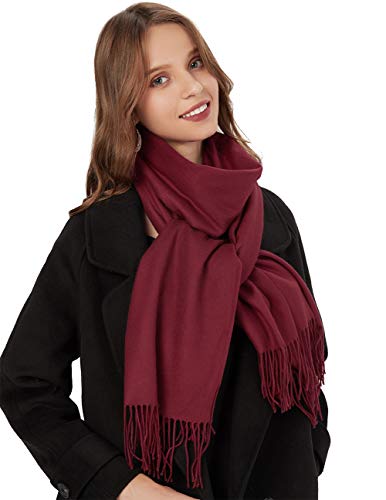 MaaMgic Bufanda de Invierno Para Mujer Chal Pashminas Foulard Grande Larga de 200 * 70CM Suave Mantón Grueso Multicolor para Mujeres,Burdeos