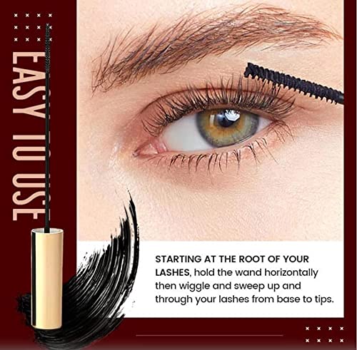 Magic Color Skinny Mascara, 4D Silk Fiber Eyelash Mascara, Lengthening Mascara Waterproof, Flake Free Mascara for Sensitive Eyes, Rich, Long-Lasting, Anti-Blooming (Curly-Black)