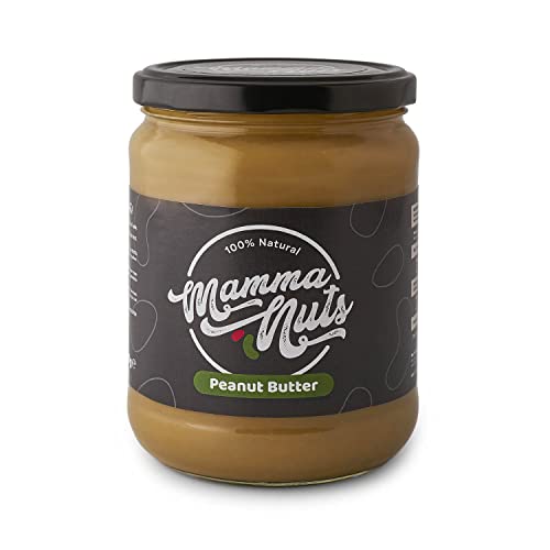 Mamma Nuts Crema de Cacahuete Natural 100% | Mantequilla de Cacahuete Sin Azúcar Añadido, Proteica y Energética | Textura Suave y Cremosa | Vegana, Sin Gluten y Sin Lactosa | 500g