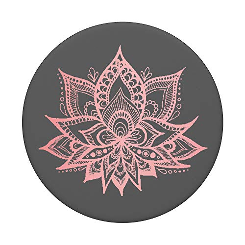 Mandala Flor Loto Rosa Rosa Gris Patrón Floral Moda PopSockets PopGrip: Agarre intercambiable para Teléfonos y Tabletas