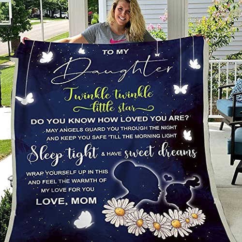 Manta para hija – a mi hija Twinkle Twinkle Little Star Sleep Tight and Have Sweet Dreams Manta de felpa manta de felpa regalo significativo para la familia