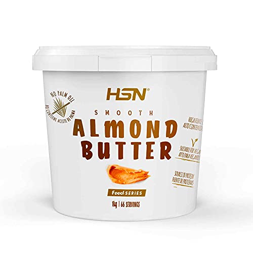 Mantequilla de Almendra de HSN | 1000 g | Textura Suave y Cremosa | Almond Butter Smooth | 100% Natural Vegano | Libre de GMO | No Aceite de Palma, No Azucares ni Sal Añadidos
