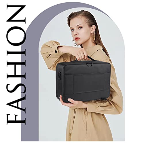 Maquillaje Mujer Viaje Paraca Neceser: Bolsa Organizador Bolso Grande Estuche Bolsos Maletin Kit - Bolsas Playa Maleta Profesional Completo Tela Maletas - Cosmetica Estuches Set Caja Avion | Negro