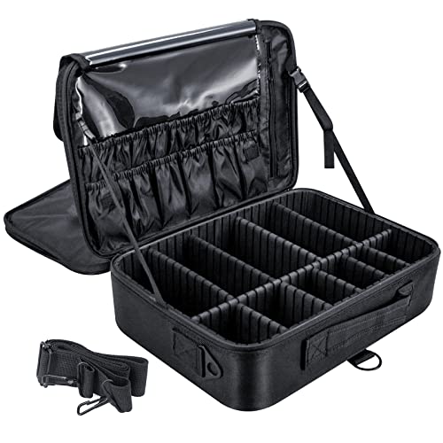 Maquillaje Mujer Viaje Paraca Neceser: Bolsa Organizador Bolso Grande Estuche Bolsos Maletin Kit - Bolsas Playa Maleta Profesional Completo Tela Maletas - Cosmetica Estuches Set Caja Avion | Negro