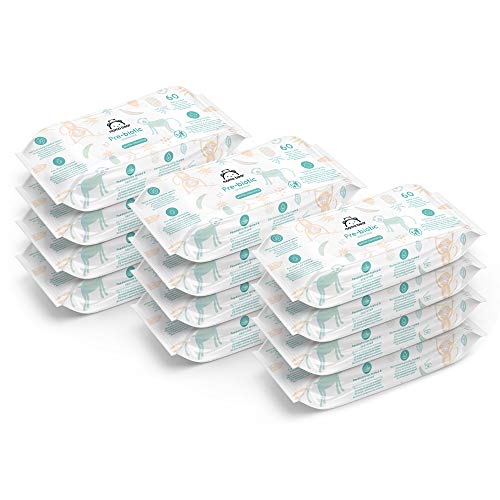 Marca Amazon - Mama Bear Toallitas para bebé prebióticas 12x60 (720 toallitas - tejido 100% biodegradable)