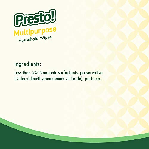 Marca Amazon - Presto! Toallitas multiusos biodegradables para el hogar, fragancia cítrica, paquete de 252 toallitas (42 toallitas x 6 paquetes)