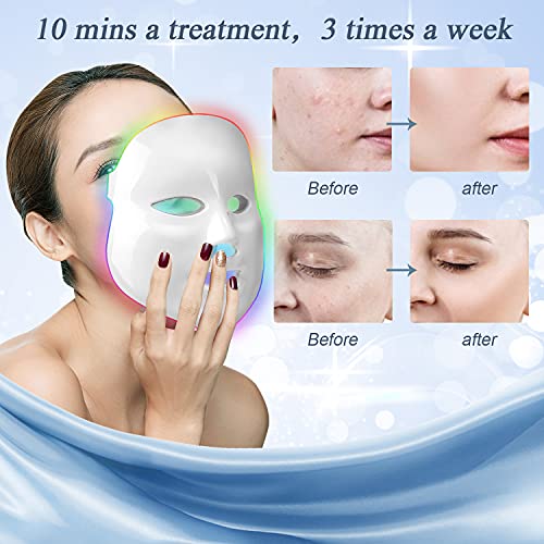 Mascara facial luz led facial profesional 7 colores Terapia de fotones para tratamiento facial Rejuvenecimiento de piel,Anti Envejecimiento, Arrugas