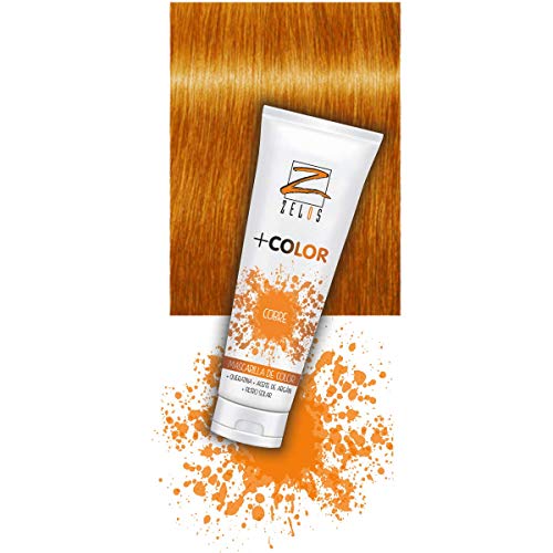 Mascarilla de Color para el Pelo - Cobre - 200 ml - Con Color Acondicionadora - Queratina y Aceite de Argán - Potencia Color Desgastado - Uso Profesional - Zelos +Color