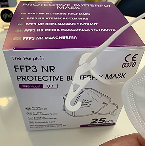 Mascarilla FFP3 NR Homologada - The Purple´s - Pack 25 ud. CE-0370, Color Blanco