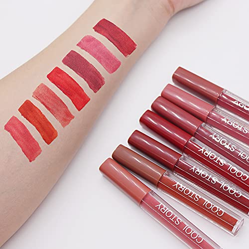 Mate Pintalabios Brillo de Labios Set, Set de Brillo de Labios, Matte Lipstick Set, Lápiz Labial Mate Set - Regalo San Valentín, Cumpleaños, 7 PCS