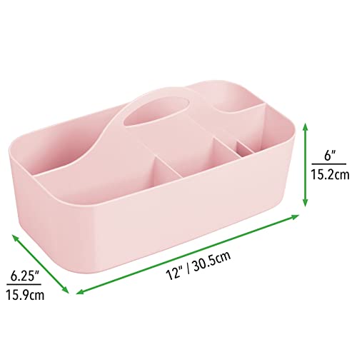 mDesign Cesta de baño con asa – Para usar como organizador de cosméticos, caja organizadora para cocina o toallero – Pequeña cesta para ducha con 6 compartimentos – rosa claro