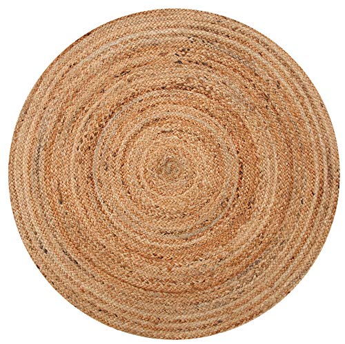 Medio 90 cm), diseño redondo, color beige alfombra trenzado yute natural