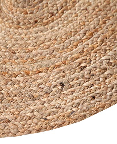 Medio 90 cm), diseño redondo, color beige alfombra trenzado yute natural