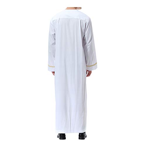 Meijunter musulmán Hombres islámico Dubai Robe - Cremallera O-cuello Manga larga árabe Thobe Saudi Estilo Dishdasha Kaftan Medio Oriente Étnico Kandoura