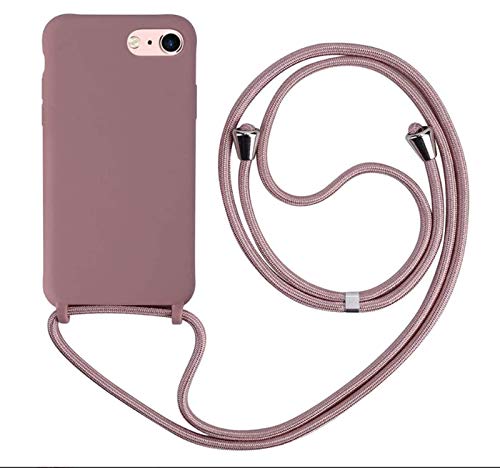 MEIVS Funda Compatible con iPhone 6/6S/7/8 Plus 5,5, Ajustable Collar Correa de Cuello CordónCarcasa de Silicona-Loto Color