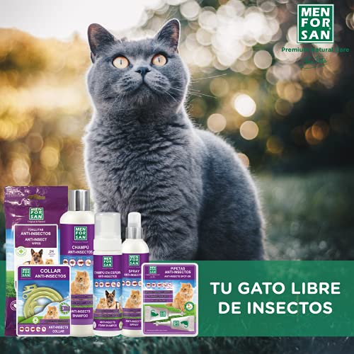 Menforsan Champú en espuma anti-insectos para perros y gatos 200ml con Margosa, Geraniol y Lavandino