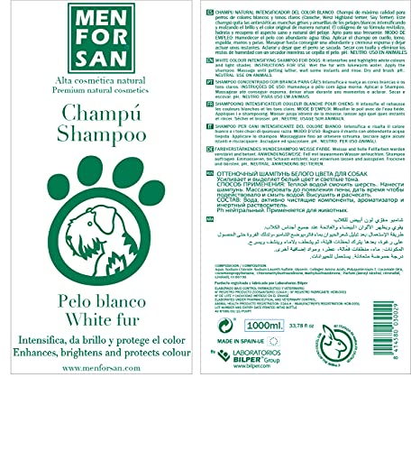 MENFORSAN Champú Perros Pelo Blanco 1L, Intensificador del Color