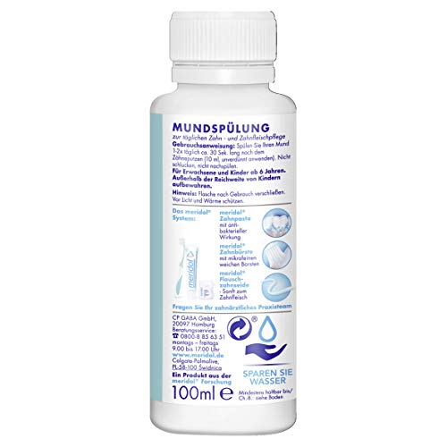 Meridol 1 Enjuague bucal de 100 ml (tamaño de Prueba y Viaje), Efecto Antibacteriano, para Dientes y encías sanos, sin Alcohol