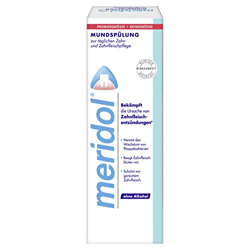 Meridol 1 Enjuague bucal de 100 ml (tamaño de Prueba y Viaje), Efecto Antibacteriano, para Dientes y encías sanos, sin Alcohol