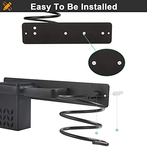 MeYuxg Soporte Secador Pelo, Plancha de Pelo de Aluminio para Secador de Pelo Montado en Pared Metal Estante de Organizador para Baño, Dormitorio, Hotel (A)