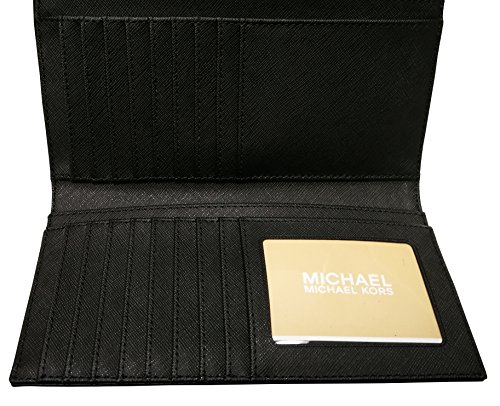 Michael Kors Jet Set Travel Large Saffiano Leather Trifold Wallet (Black)