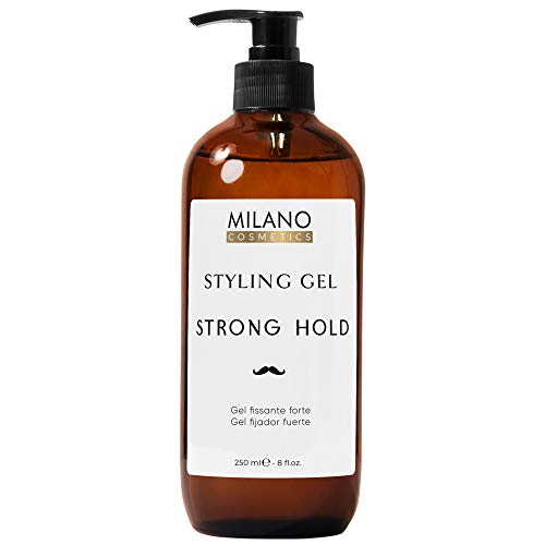 Milano Gel Fijador Hombre Fuerte Extrafuerte 250 ml Strong Hold Styling Fijación Cabello Profesional Caballero Gomina Pelo