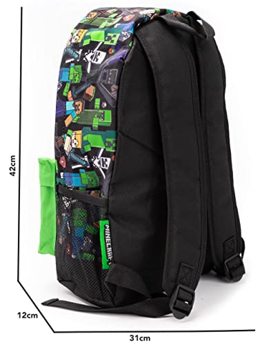 Minecraft Mochila Para Niños Niños Negro Gamer Bag Mochila Escolar Un tamaño