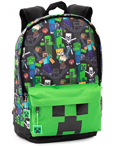 Minecraft Mochila Para Niños Niños Negro Gamer Bag Mochila Escolar Un tamaño