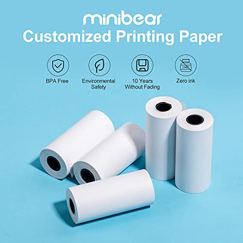 MINIBEAR 10 rollos de papel fotográfico para niños de impresión instantánea sin tinta negra y blanca, 57 mm x 27 mm x 6 m