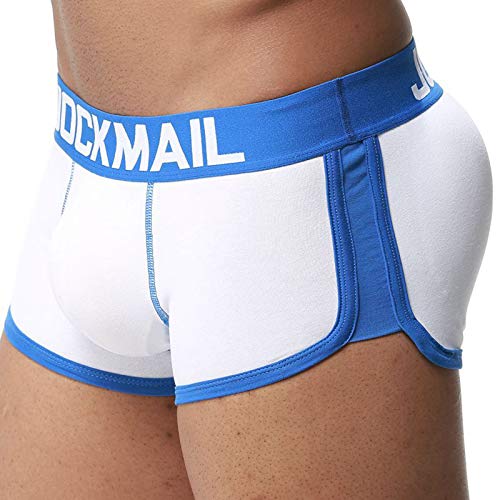 minjiSF Calzoncillos tipo bóxer para hombre, ropa interior sexy, de color liso, informal, cintura baja, transpirables, estilo retro Blanco L