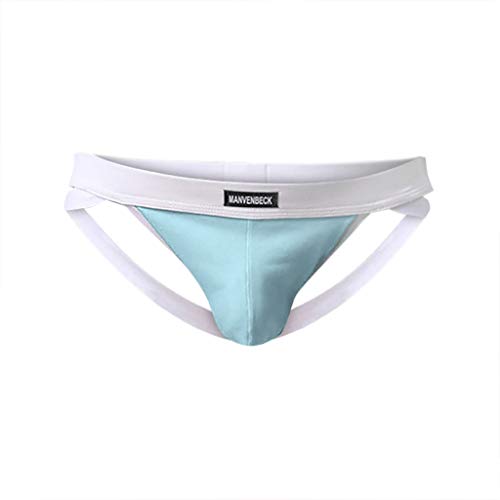 minjiSF Tanga para hombre, sexy, pura, de color, con empalmes bajos, parte inferior de bikini, transpirable, ropa interior deportiva azul claro XXXXL