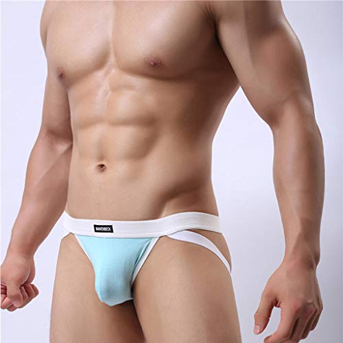 minjiSF Tanga para hombre, sexy, pura, de color, con empalmes bajos, parte inferior de bikini, transpirable, ropa interior deportiva azul claro XXXXL