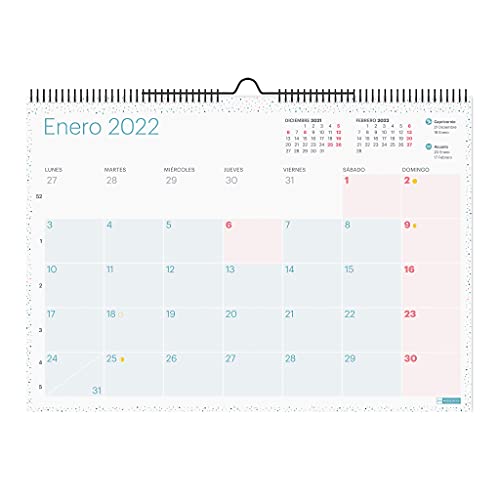 Miquelrius - Calendario de pared 2022 Lovely - tamaño A3 (420 x 296 mm) - con espacio para anotar - Azul pastel