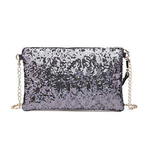 Miss Lulu Bolso para Mujer Bolso de Cadena Hombro Bolso de Mano Bonita (Gris)