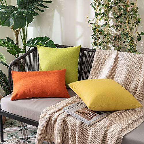 MIULEE Funda Cojines Exterior Impermeable de Lino Fundas de Almohadas Suave de Sofá Almohadas Decorativas Modernas para Salón Cama Silla Habitacion Oficina Dormitorio Lumbar 30x50 cm 2 Piezas Naranja