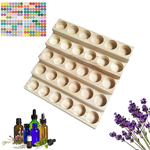 MKNZOME 30 Ranuras Caja de Aceite Esencial - Exhibición Cosmética de Madera Natural Aceite Contenedor Estante de Presentación Ideal para Perfume y Aceite Perfumado y Esmalte de Uñas#4