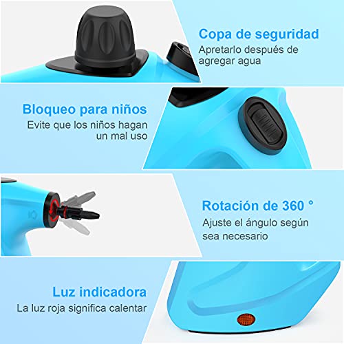 MLMLANT 450ML Limpiador Vapor,Vaporeta Máquinas,Desinfeccion PortáTil,Limpieza Tapiceria Hogar Manualidades,Para Quitar Manchas,Sofas,Control de Errores Cama,Asientos Coche,Limpiadora,Presion a Manual