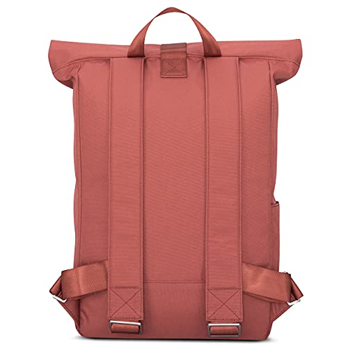 Mochila Mujer y Hombre Roll Top Rojo - JOHNNY URBAN Robin - Hecha de Botellas Pet Recicladas - Bolso Hombre y Mujer - Impermeable y Compartimento para Portátil