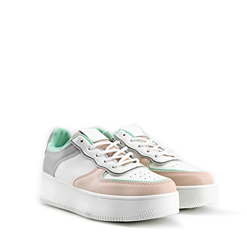 Modelisa - Zapatillas Deportivas Plataforma con Cordón Casual Mujer (Gris, Numeric_37)