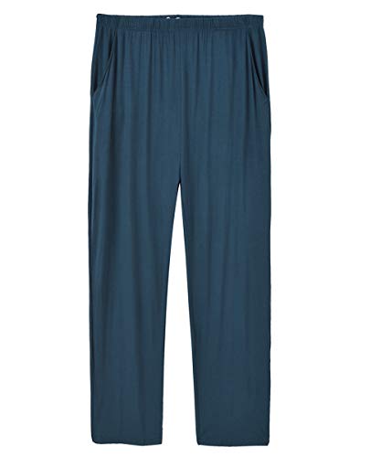 MoFiz Hombre Pijama Pantalones Largos de Dormir Suave Modal con Bolsillos Azul/Negro M