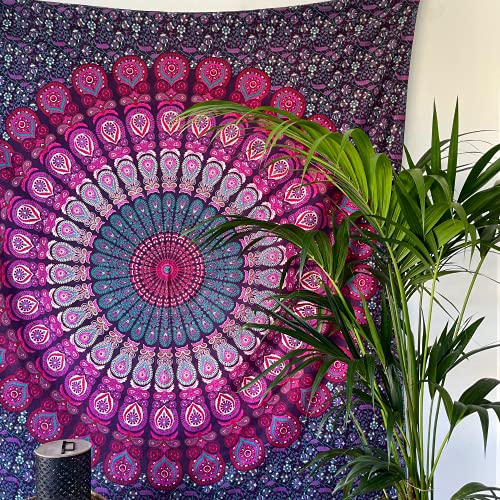 momomus Tapiz de Mandala - Natural - 100% Algodón, Grande, Multiuso - Tapices de Pared Decorativos - Ideales para la Decoración del Hogar, Habitación o Salón - 210x230cm Aprox