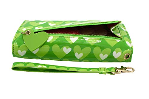 Monedero Cartera Billetero Grande para el movil de Mujer de Cuero Estampado con Corazones Verde Manzana Agatha Ruiz de la Prada