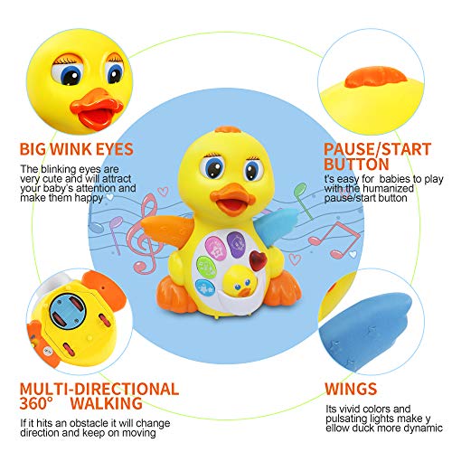 MOONTOY Pato de Juguete para Bailar y Cantar, Juguetes educativos Musicales para niña o niño, Juguete Interactivo para bebés con luz y Sonido, Regalo para niños pequeños, bebés de 1,2,3 años o más