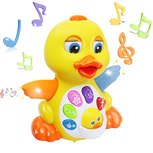 MOONTOY Pato de Juguete para Bailar y Cantar, Juguetes educativos Musicales para niña o niño, Juguete Interactivo para bebés con luz y Sonido, Regalo para niños pequeños, bebés de 1,2,3 años o más