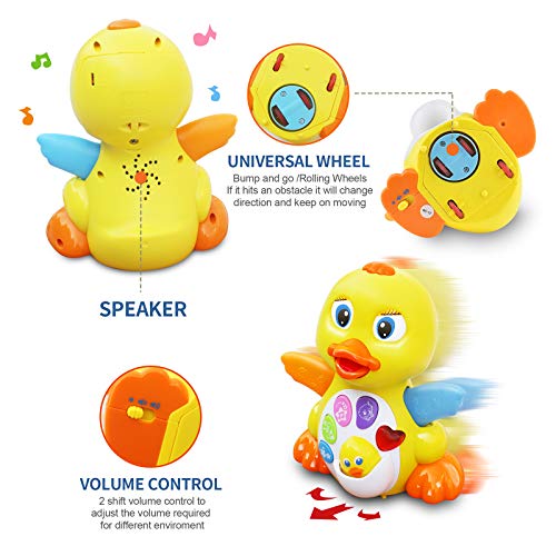 MOONTOY Pato de Juguete para Bailar y Cantar, Juguetes educativos Musicales para niña o niño, Juguete Interactivo para bebés con luz y Sonido, Regalo para niños pequeños, bebés de 1,2,3 años o más