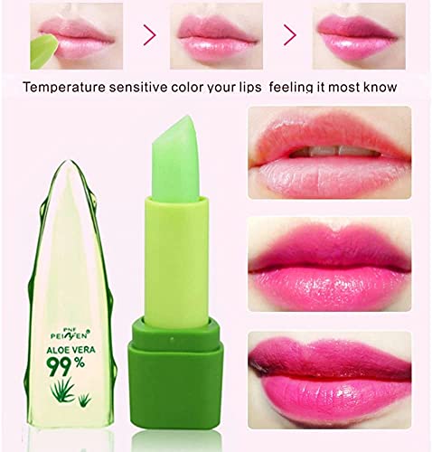 Moresave 99% Aloe Vera Natural Color Cambio de Jalea Lápiz Labial de Larga Duración Humectante Bálsamos Labios